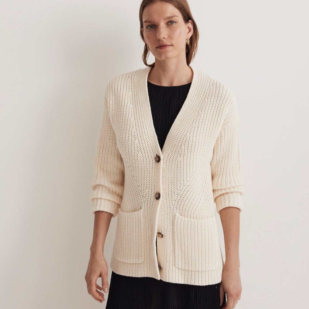 Madewell soft shaker knit sweater in cream color size XXS